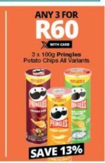 Checkers Pringles Potato Chips All Variants 3 x 100g offer