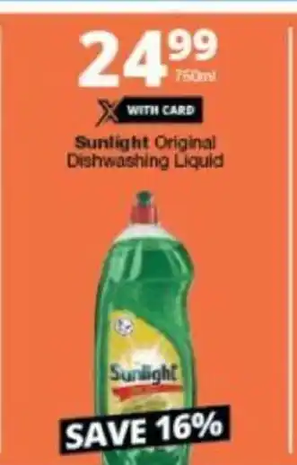 Checkers Sunlight Original Dishwashing Liquid 750ml offer