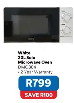 OK Furniture White 20L Solo Microwave Oven offer