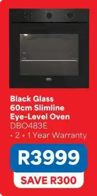 OK Furniture Black Glass 60cm Slimline Eye-Level Oven offer