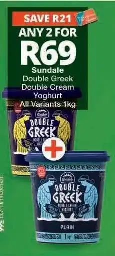 Checkers Sundale Double Greek Double Cream Yoghurt offer