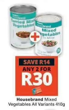 Checkers Housebrand Mixed Vegetables All Variants 410g offer