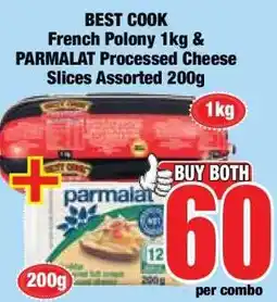 Boxer BEST COOK French Polony 1kg & PARMALAT Processed Cheese Slices Assorted 200g offer