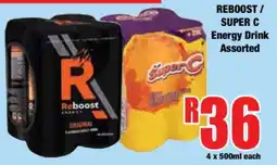 Boxer REBOOST / SUPER C Energy Drink Assorted offer