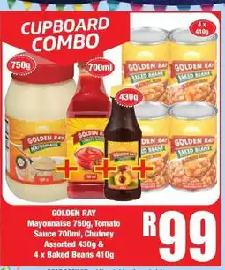 Boxer GOLDEN RAY Mayonnaise 750g, Tomato Sauce 700ml, Chutney Assorted 430g & 4 x Baked Beans 410g offer