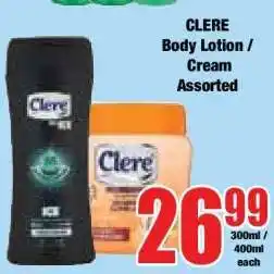 Boxer CLERE Body Lotion / Cream Assorted offer