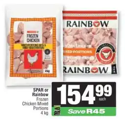 Spar SPAR or Rainbow Frozen Chicken Mixed Portions 4 kg offer
