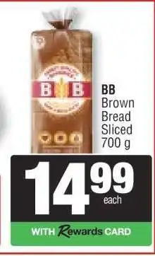 Spar BB Brown Bread Sliced 700 g offer