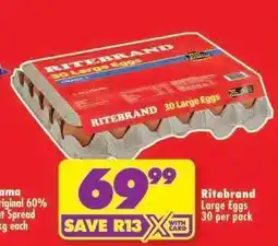 Shoprite RITEBRAND LARGE EGGS 30 per pack offer