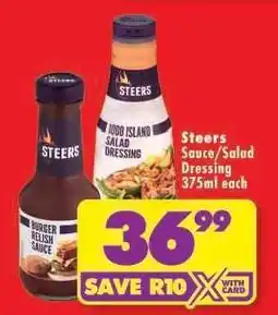 Shoprite STEERS SAUCE / SALAD DRESSING 375ml each offer