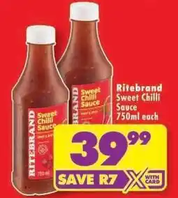 Shoprite Ritebrand Sweet Chilli Sauce 750ml each offer