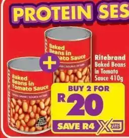Shoprite RITEBRAND BAKED BEANS IN TOMATO SAUCE 410g offer