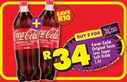Shoprite Coca-Cola Original Taste Less Sugar Soft Drink, 1.5L offer