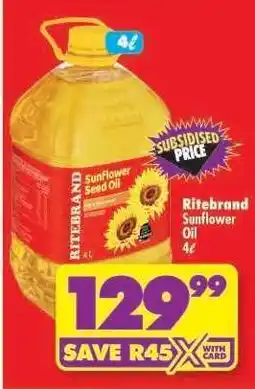 Shoprite RITEBRAND SUNFLOWER OIL 4ℓ offer