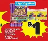 Usave Choc pillows/casa-mia real tea biscuits/crazy ice pops offer