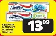 Usave Aquafresh - toothpaste offer