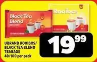 Usave Rooibos/black tea blend teabags offer