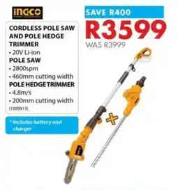 Chamberlain INGCO CORDLESS POLE SAW AND POLE HEDGE TRIMMER offer