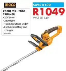Chamberlain INGCO CORDLESS HEDGE TRIMMER offer