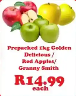 Check Save Prepacked 1kg Golden Delicious / Red Apples / Granny Smith offer
