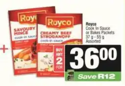 KwikSpar Royco Cook In Sauce or Bakes Packets Assorted offer