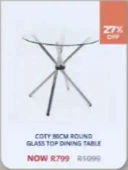 Decofurn COTY 80CM ROUND GLASS TOP DINING TABLE offer