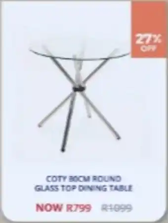 COTY 80CM ROUND GLASS TOP DINING TABLE