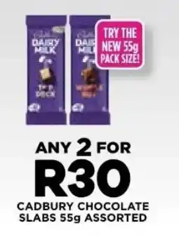 Fresh Stop CADBURY CHOCOLATE SLABS 55g Assorted offer