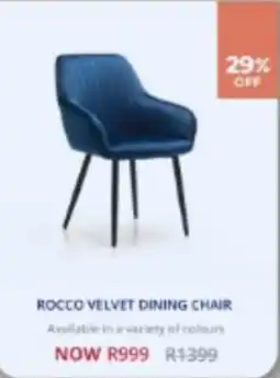 Decofurn ROCCO VELVET DINING CHAIR offer