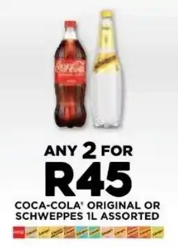 Fresh Stop Coca-Cola Original or Schweppes 1L Assorted offer