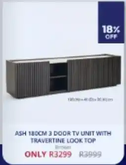 Decofurn ASH 180CM 3 DOOR TV UNIT WITH TRAVERTINE LOOK TOP offer
