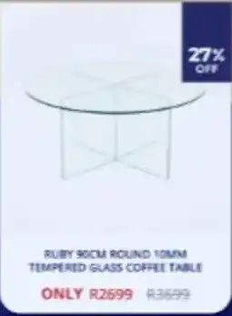 Decofurn Ruby 90cm Round 10mm Tempered Glass Coffee Table offer