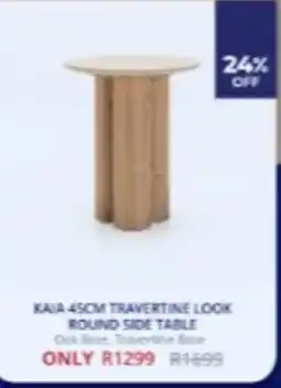 Decofurn KAJA 45CM TRAVERNTINE LOOK ROUND SIDE TABLE offer