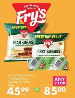 Save Fry's Everyday Value Pack Spicy/Braai Sausages/Polony offer