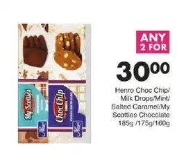 Save Henro Choc Chip/Milk Drops/Mint/Salted Caramel/My Scotties Chocolate offer