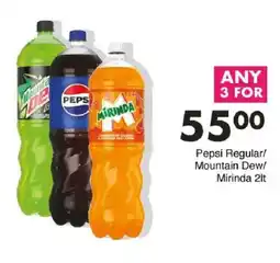 Save Pepsi Regular/Mountain Dew/Mirinda 2lt offer