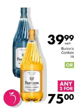 Save Burtons Cordials offer