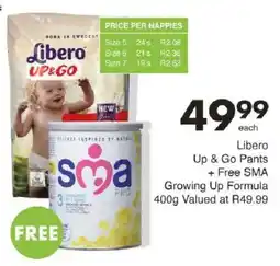 Save Libero Up & Go Pants + Free SMA Growing Up Formula offer