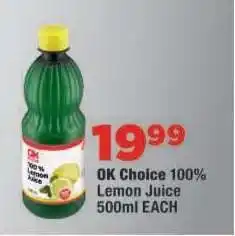OK Foods OK Choice 100% Lemon Juice offer