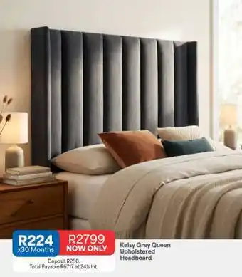 Kelsy Grey Queen Upholstered Headboard