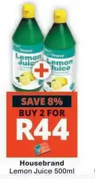 Checkers Housebrand Lemon Juice 500ml offer