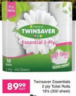 Save Hyper Twinsaver Essentials 2 ply Toilet Rolls offer