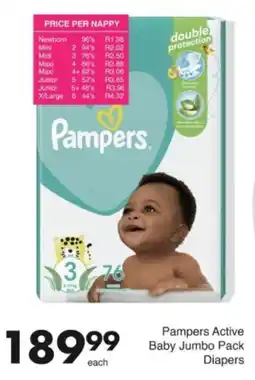 Save Hyper Pampers Active Baby Jumbo Pack Diapers offer