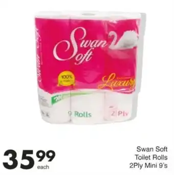 Save Hyper Swan Soft Toilet Rolls 2Ply Mini 9's offer