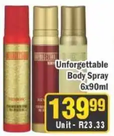 J&E Cash and Carry Unforgettable Body Spray offer