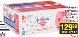 J&E Cash and Carry Johnson's Baby Wipes Gentle offer