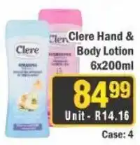 J&E Cash and Carry Clere Hand & Body Lotion offer