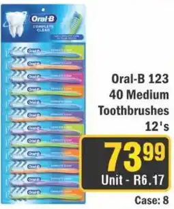 J&E Cash and Carry Oral-B 123 40 Medium Toothbrushes offer