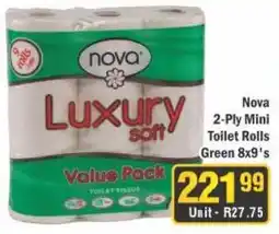 J&E Cash and Carry Nova 2-Ply Mini Toilet Rolls Green offer