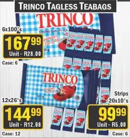 J&E Cash and Carry TRINCO TAGLESS TEABAGS offer